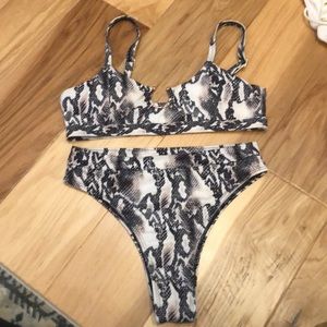 Snake Print bikini with gold loop